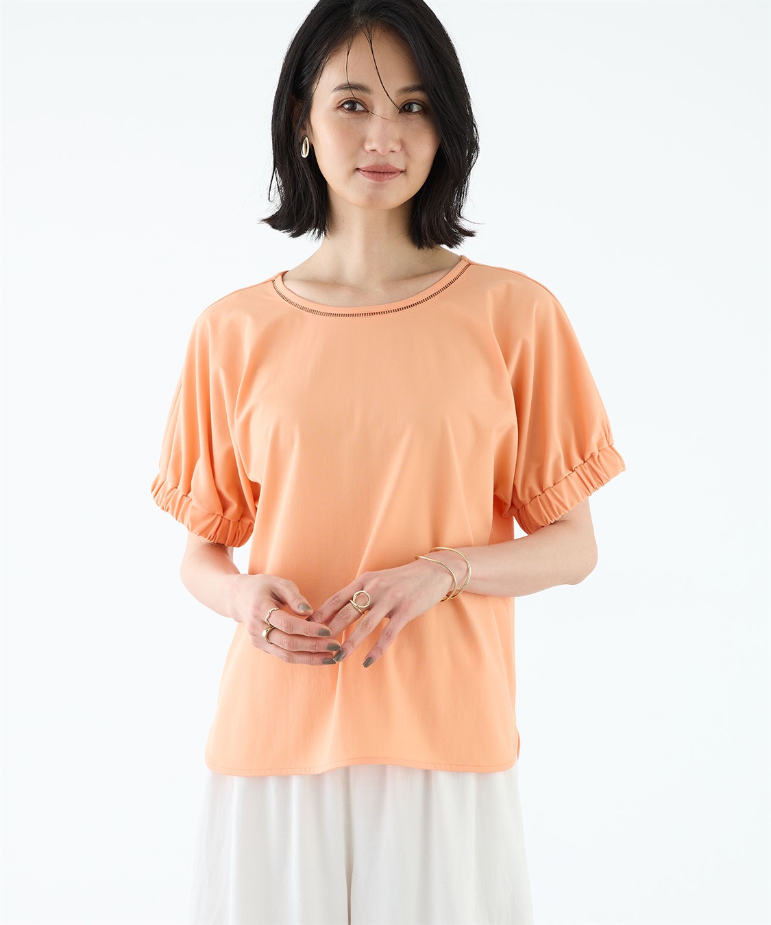 A/C DESIGN BY ALPHA CUBIC 袖シャーリングドルマンプルオーバー【接触冷感・UVカット】_variation_3