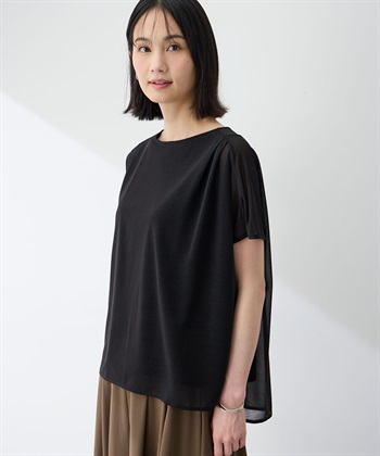 シアーカットレイヤードプルオーバー(ブラック-M)