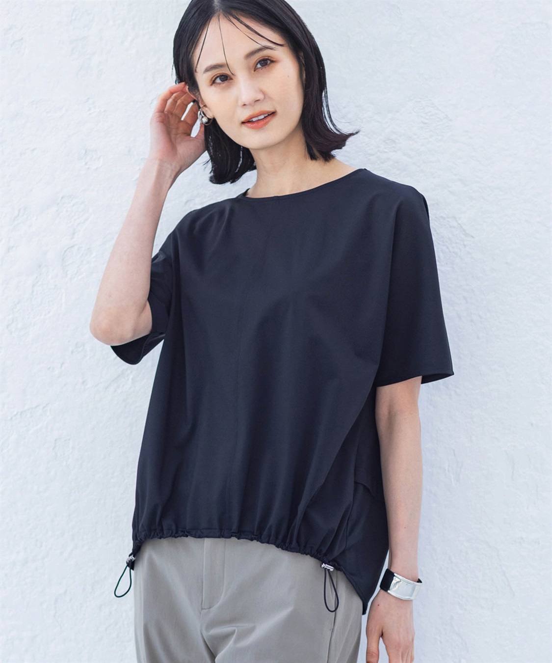 A/C DESIGN BY ALPHA CUBIC ストレッチナイロンラッシュドロストプルオーバー【接触冷感・UVカット・撥水】_main