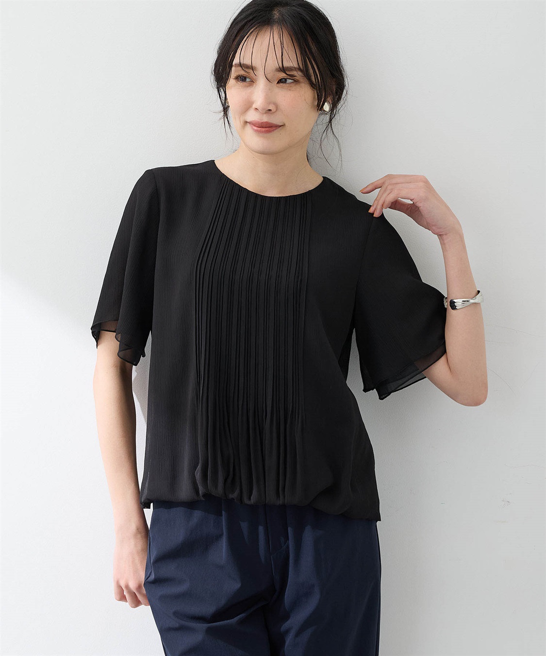 A/C DESIGN BY ALPHA CUBIC 消しプリーツ楊柳ブラウス_variation_2