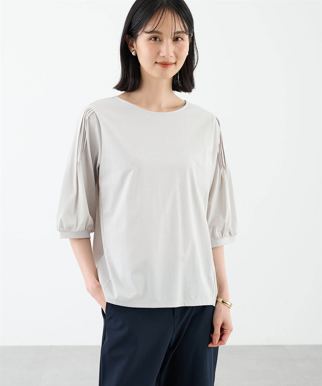 A/C DESIGN BY ALPHA CUBIC 袖タックデザインプルオーバー【接触冷感】_variation_1