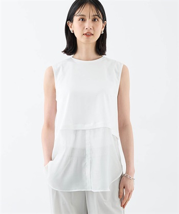 A/C DESIGN BY ALPHA CUBIC 裾シアーノースリーブトップス_variationthumb_1