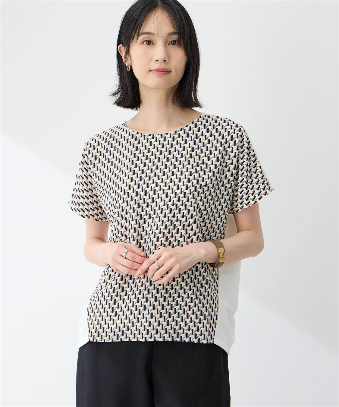 A/C DESIGN BY ALPHA CUBIC プリントドルマンプルオーバー【接触冷感・UVカット】_variation_1