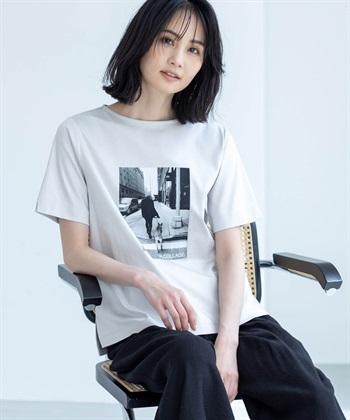 【アルコラージュ】ボートネックフォトＴシャツ【接触冷感・UVカット】