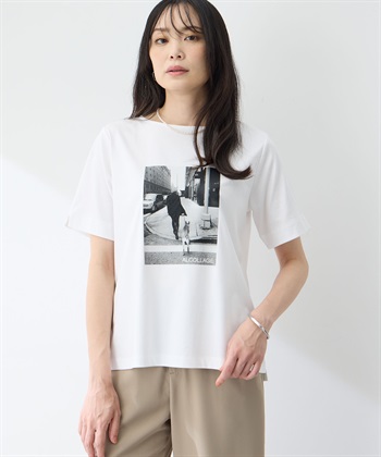アルコラージュ】ボートネックフォトTシャツ【接触冷感・UV