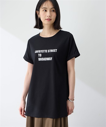 【アルコラージュ】ロゴチュニックＴシャツ【接触冷感・UVカット】(ブラック-M)