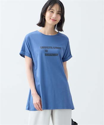 【アルコラージュ】ロゴチュニックＴシャツ【接触冷感・UVカット】(ブルー-M)