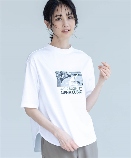 アルコラージュ】モックネックフォトTシャツ【接触冷感・UV