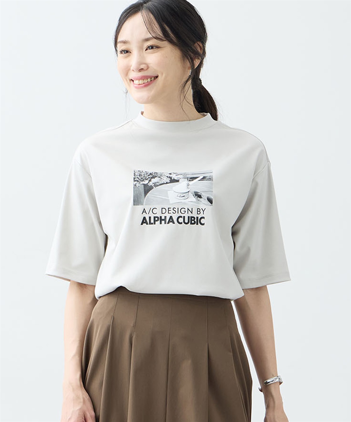 A/C DESIGN BY ALPHA CUBIC 【アルコラージュ】モックネックフォトＴシャツ【接触冷感・UVカット】_variation_1