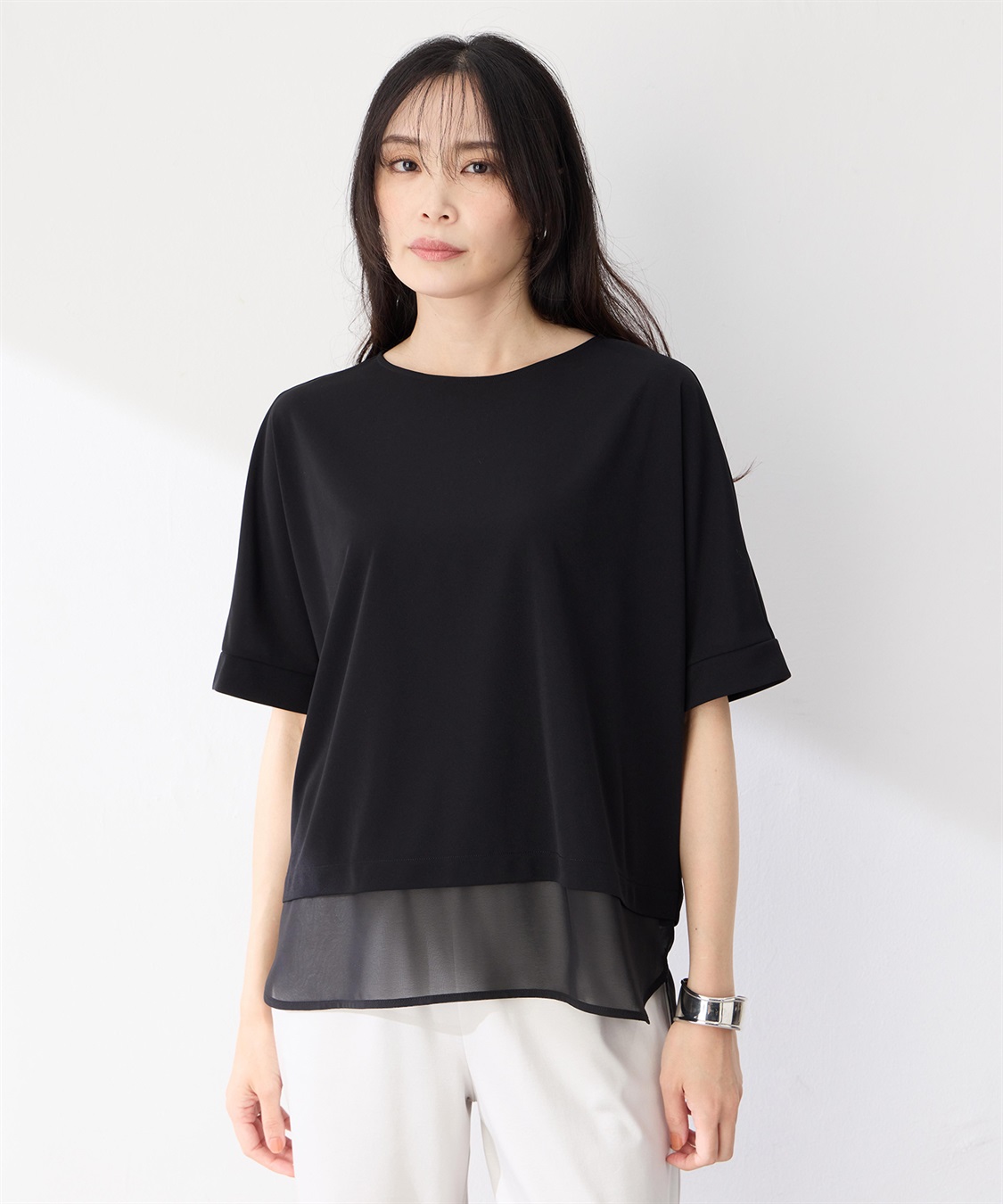 A/C DESIGN BY ALPHA CUBIC 裾シアーレイヤード風プルオーバー【接触冷感・UVカット】_variation_2