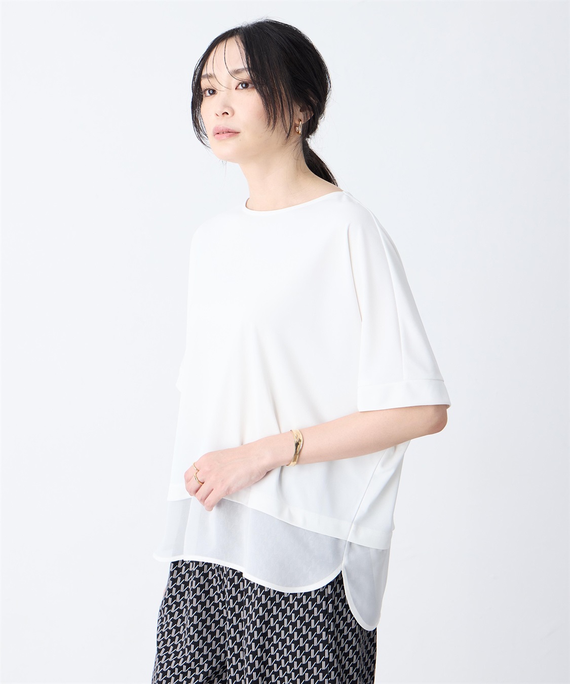 A/C DESIGN BY ALPHA CUBIC 裾シアーレイヤード風プルオーバー【接触冷感・UVカット】_variation_3