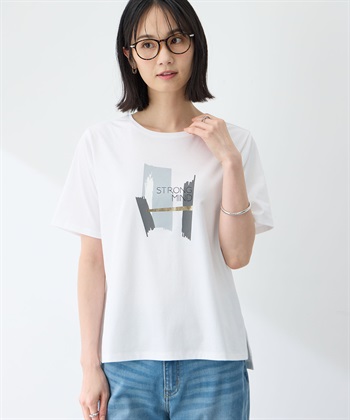 グラフィックＴシャツ【接触冷感・UVカット・人気のため冷感素材で再登場】(オフホワイト-M)