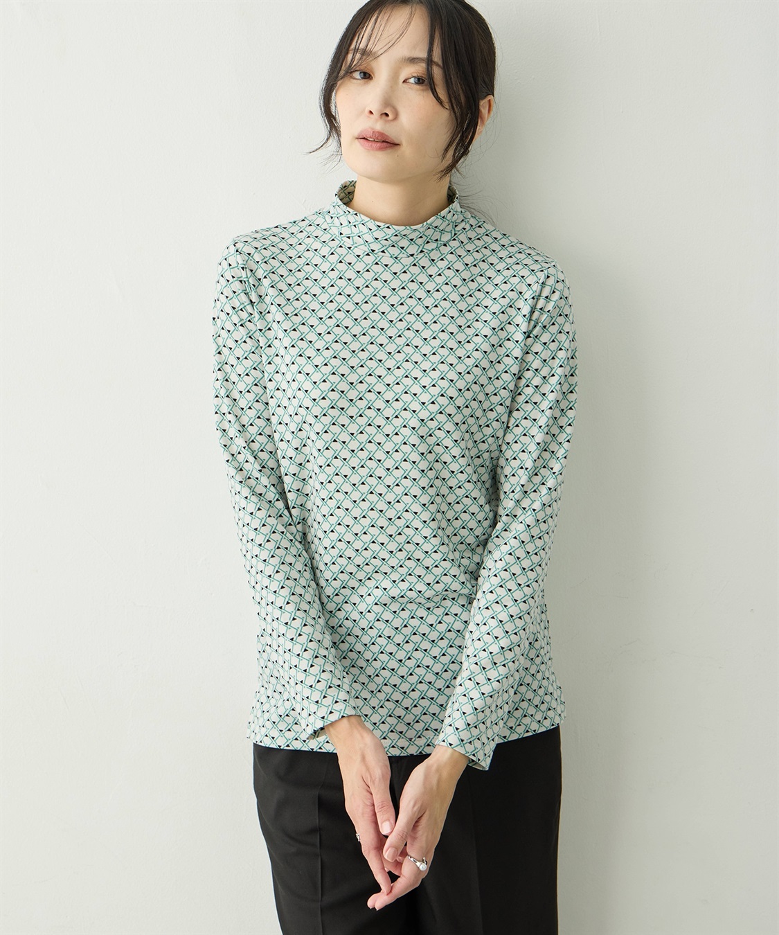 A/C DESIGN BY ALPHA CUBIC プリントハイネックカットソー_variation_1