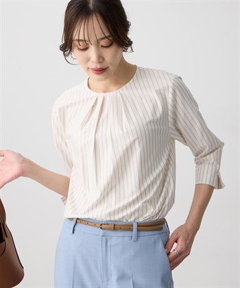 ストライプタックプルオーバー(モカ-M)