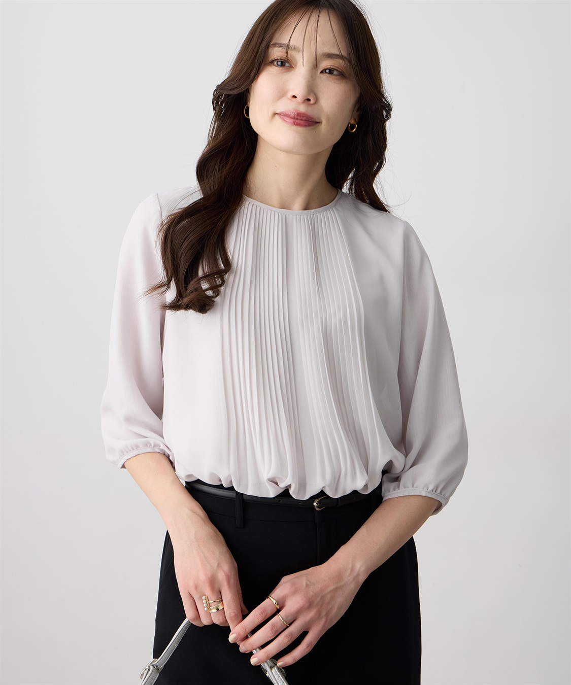 A/C DESIGN BY ALPHA CUBIC シフォンプリーツＴブラウス_variation_1