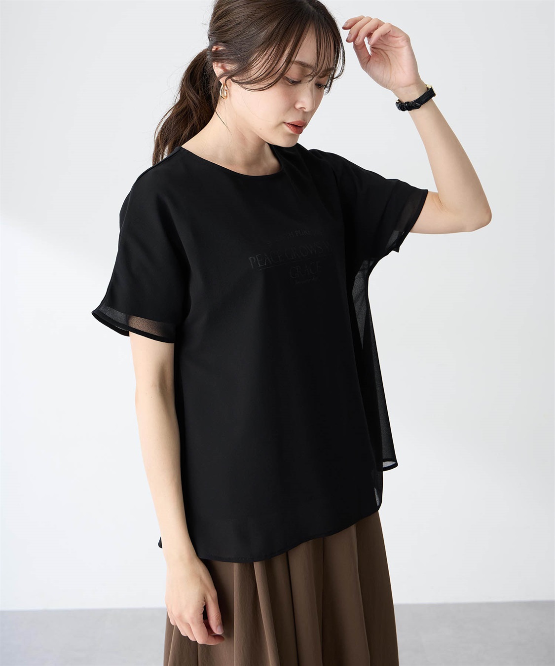 A/C DESIGN BY ALPHA CUBIC シアーレイヤードロゴTシャツ【すごツヤ】_variation_1
