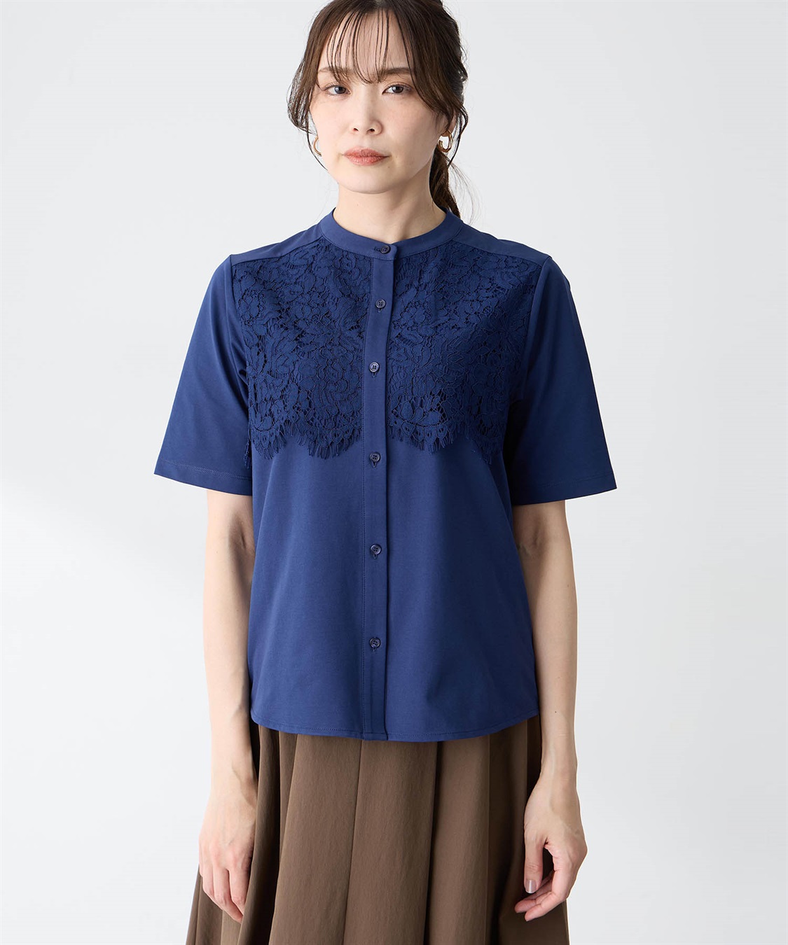 A/C DESIGN BY ALPHA CUBIC レース切替Tブラウス【接触冷感・UVカット・遮熱】_main