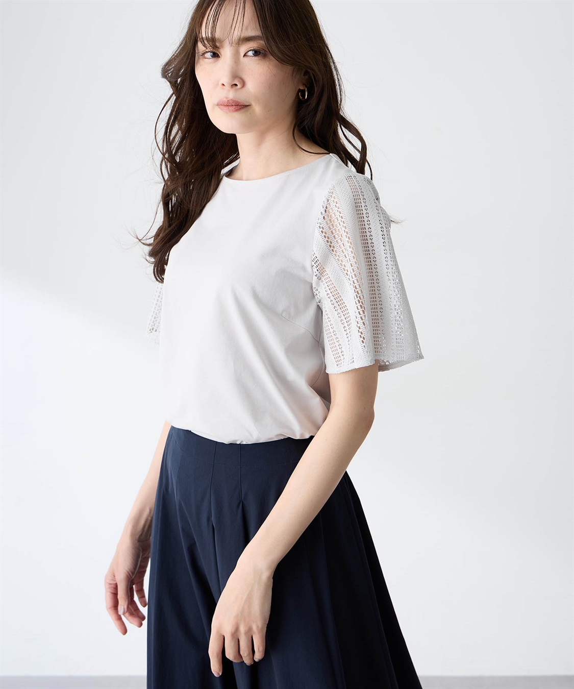 A/C DESIGN BY ALPHA CUBIC レーススリーブプルオーバー【接触冷感・UVカット・遮熱】_variation_1
