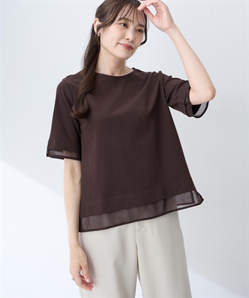 A/C DESIGN BY ALPHA CUBIC シフォンドッキングTシャツ【接触冷感・UVカット】_variationthumb_1
