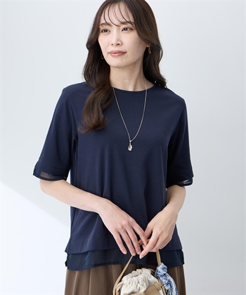 A/C DESIGN BY ALPHA CUBIC シフォンドッキングTシャツ【接触冷感・UVカット】_variationthumb_2