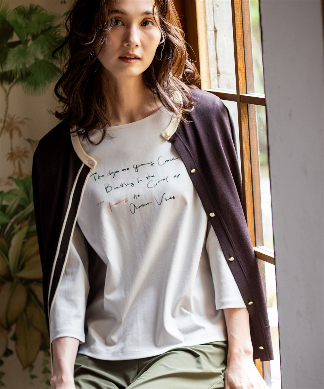 A/C DESIGN BY ALPHA CUBIC 【藤井桜子さんコラボ】メッセージプリント7分袖Tシャツ_variation_1