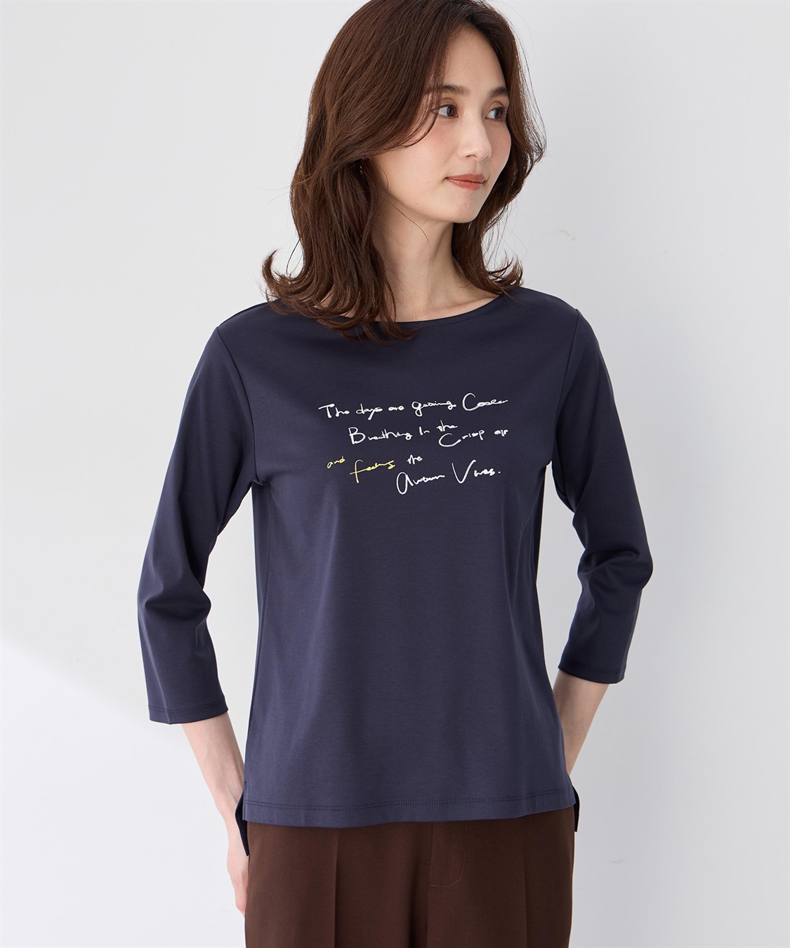 A/C DESIGN BY ALPHA CUBIC 【藤井桜子さんコラボ】メッセージプリント7分袖Tシャツ_variation_2