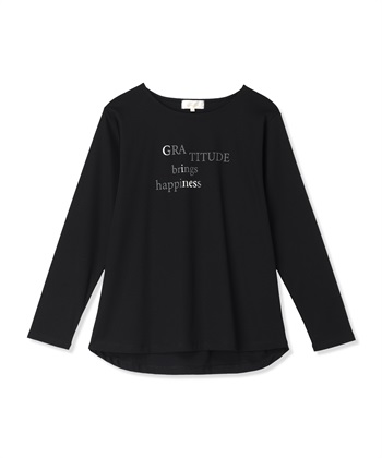 ロゴプリントロングスリーブTシャツ(ブラック-M)