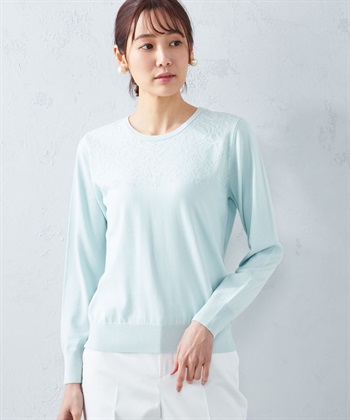 A/C DESIGN BY ALPHA CUBIC レースアクセントクルーニットプルオーバー_variationthumb_2