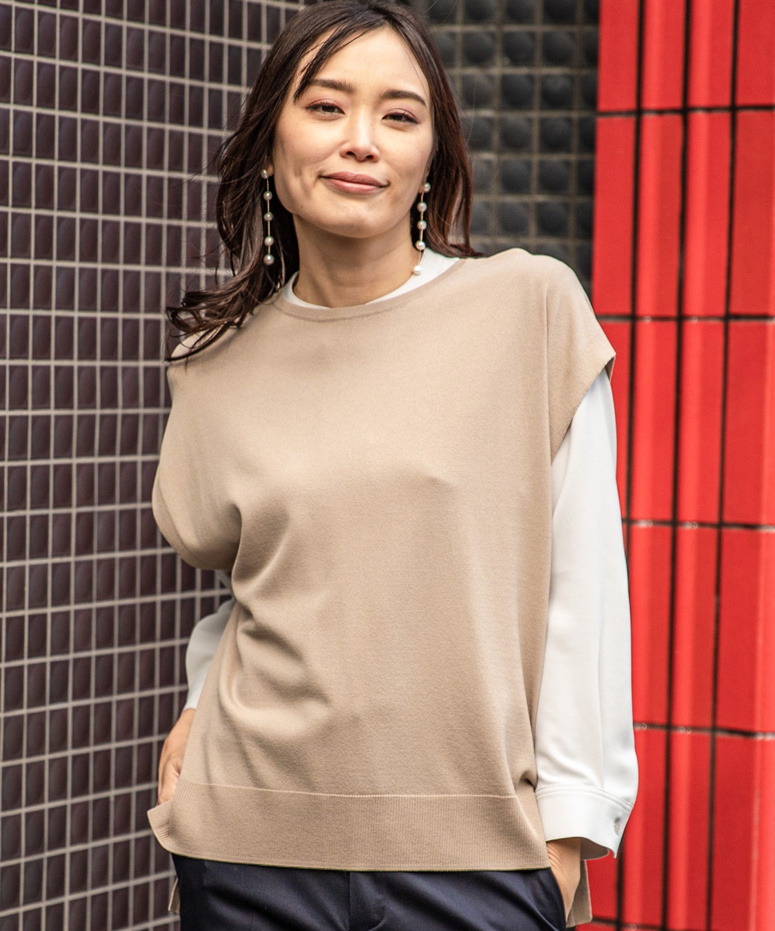 A/C DESIGN BY ALPHA CUBIC ハンドウォッシャブルバッグスリットベスト_variation_2