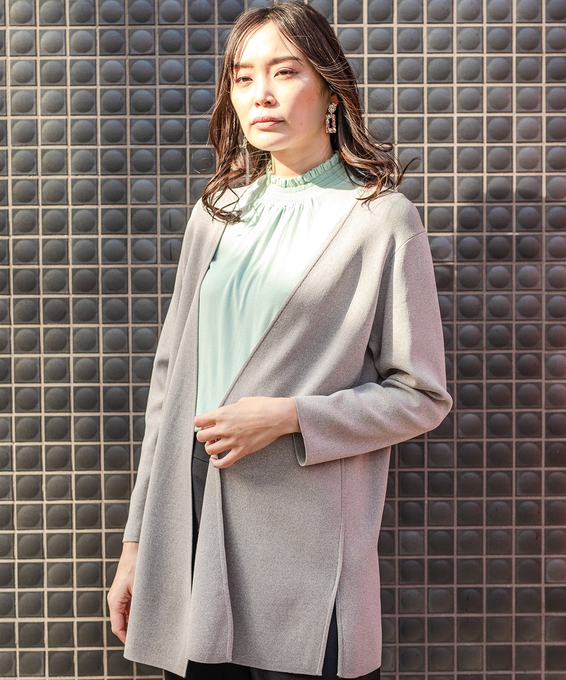 A/C DESIGN BY ALPHA CUBIC ハンドウォッシャブル着流しカーディガン_variation_1