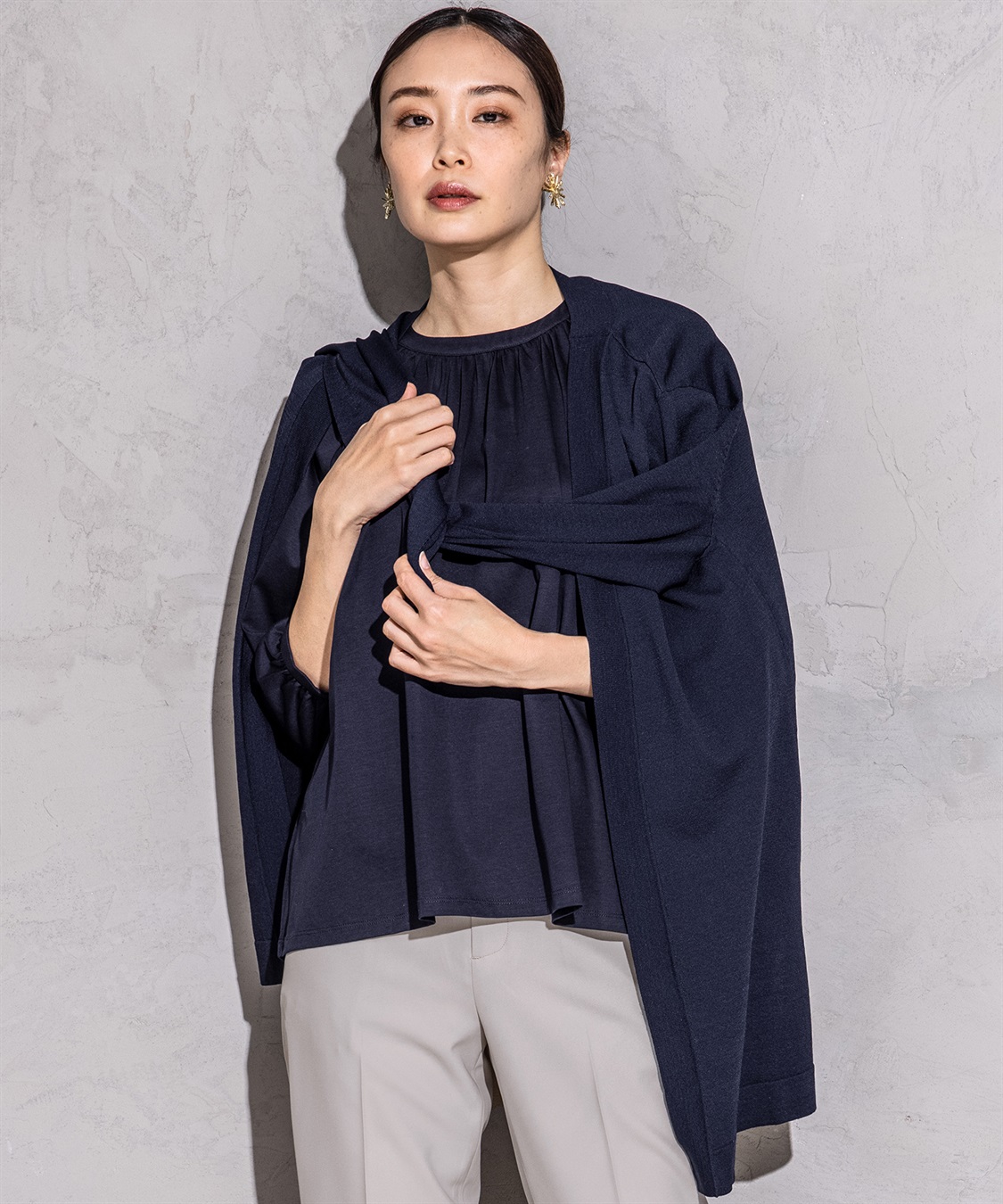 A/C DESIGN BY ALPHA CUBIC ウォッシャブルミドル丈トッパーカーディガン_variation_3