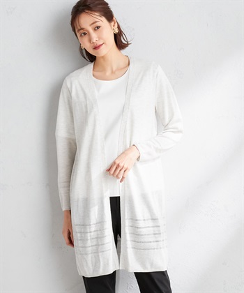 A/C DESIGN BY ALPHA CUBIC 【ハンドウォッシャブル】透かし編みロングカーディガン_variationthumb_1