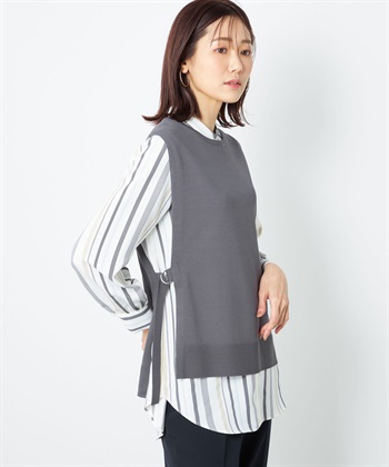ANDREA&Co. ベージュ ノースリーブベスト　デザイン性⭕️ ANDREA&Co. ベージュ ノースリーブベスト デザイン性