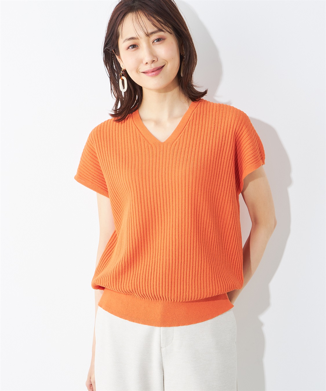 A/C DESIGN BY ALPHA CUBIC リネンブレンドニットプルオーバー_main