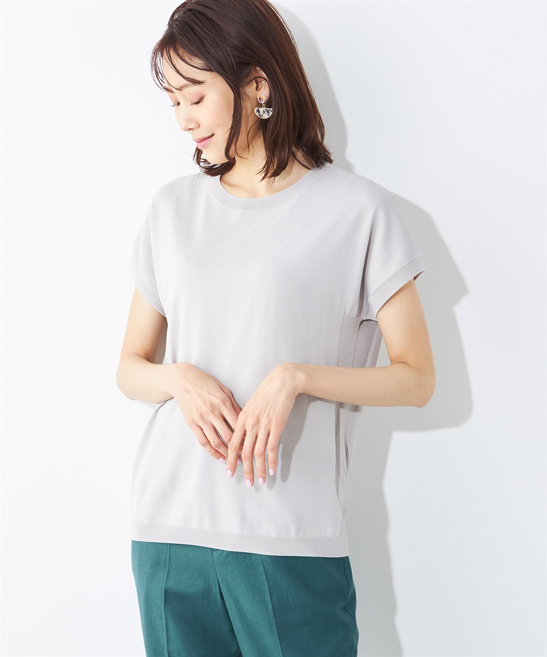 A/C DESIGN BY ALPHA CUBIC 【接触冷感】フレンチスリーブニットプルオーバー_variation_1