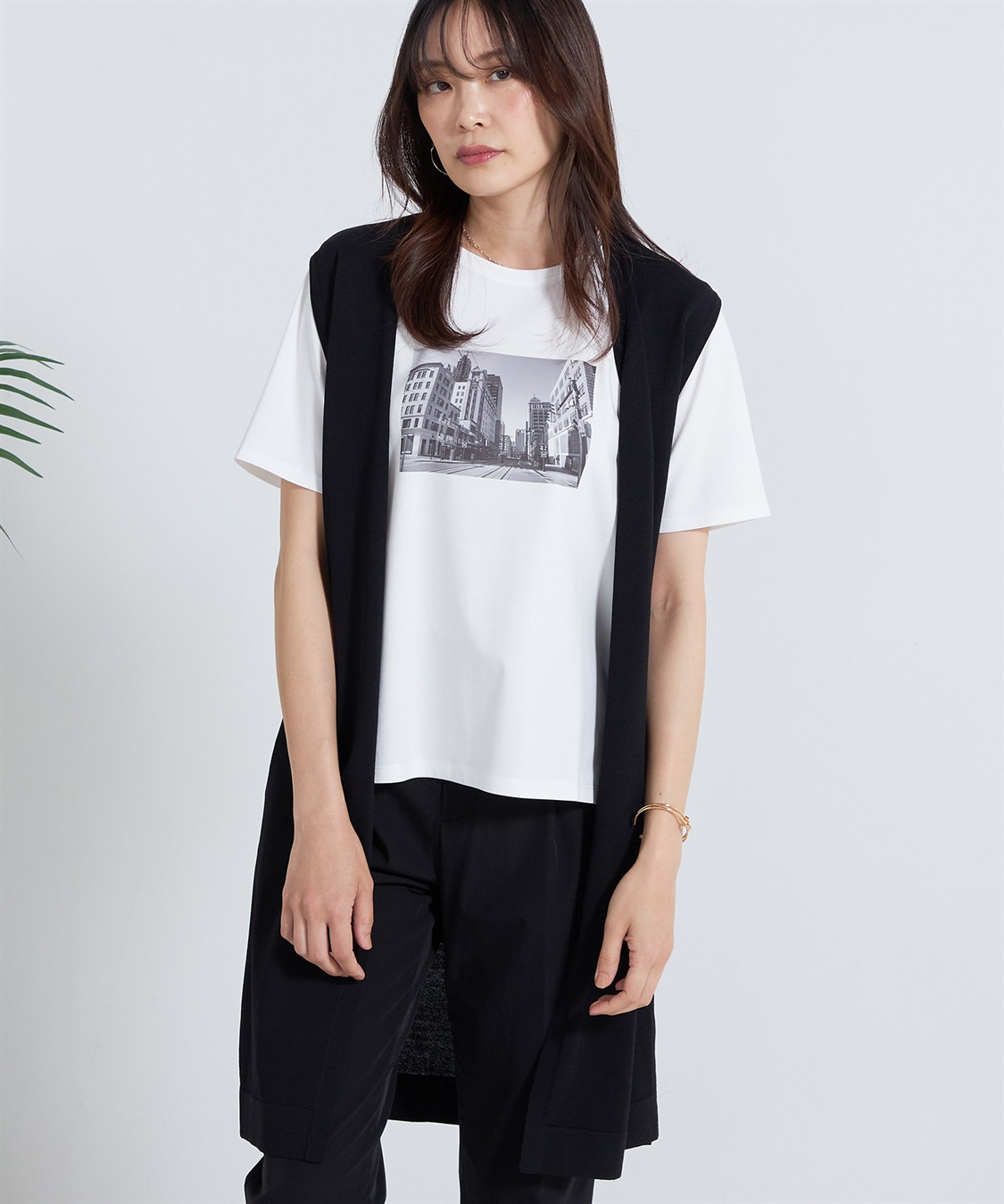 接触冷感】ロングニットジレ A/C DESIGN BY ALPHA CUBIC｜クロス