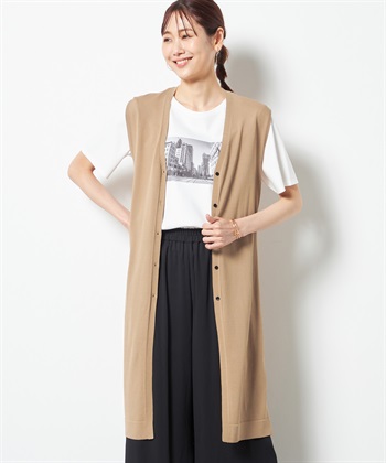 A/C DESIGN BY ALPHA CUBIC 【接触冷感】ロングニットジレ_variationthumb_2