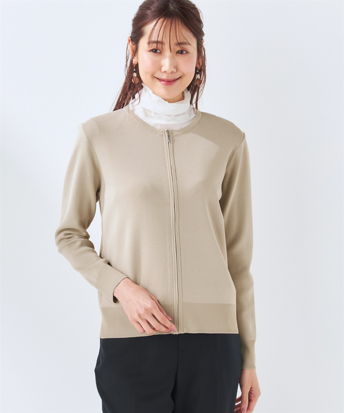 ウォッシャブル】【抗ピル】DOMINICジップカーディガン A/C