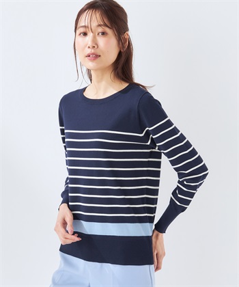 A/C DESIGN BY ALPHA CUBIC 【ウォッシャブル】パネルボーダーニットプルオーバー_variationthumb_3