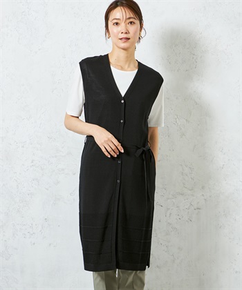 A/C DESIGN BY ALPHA CUBIC 【ウォッシャブル・冷感】ニットロングジレ_variationthumb_1