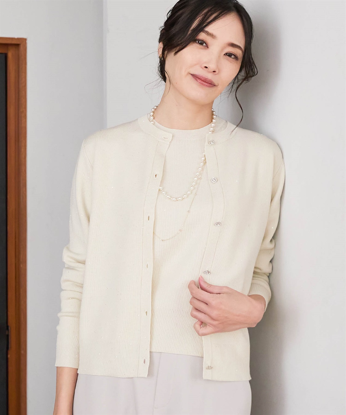 A/C DESIGN BY ALPHA CUBIC スパンコールニットカーディガン_main