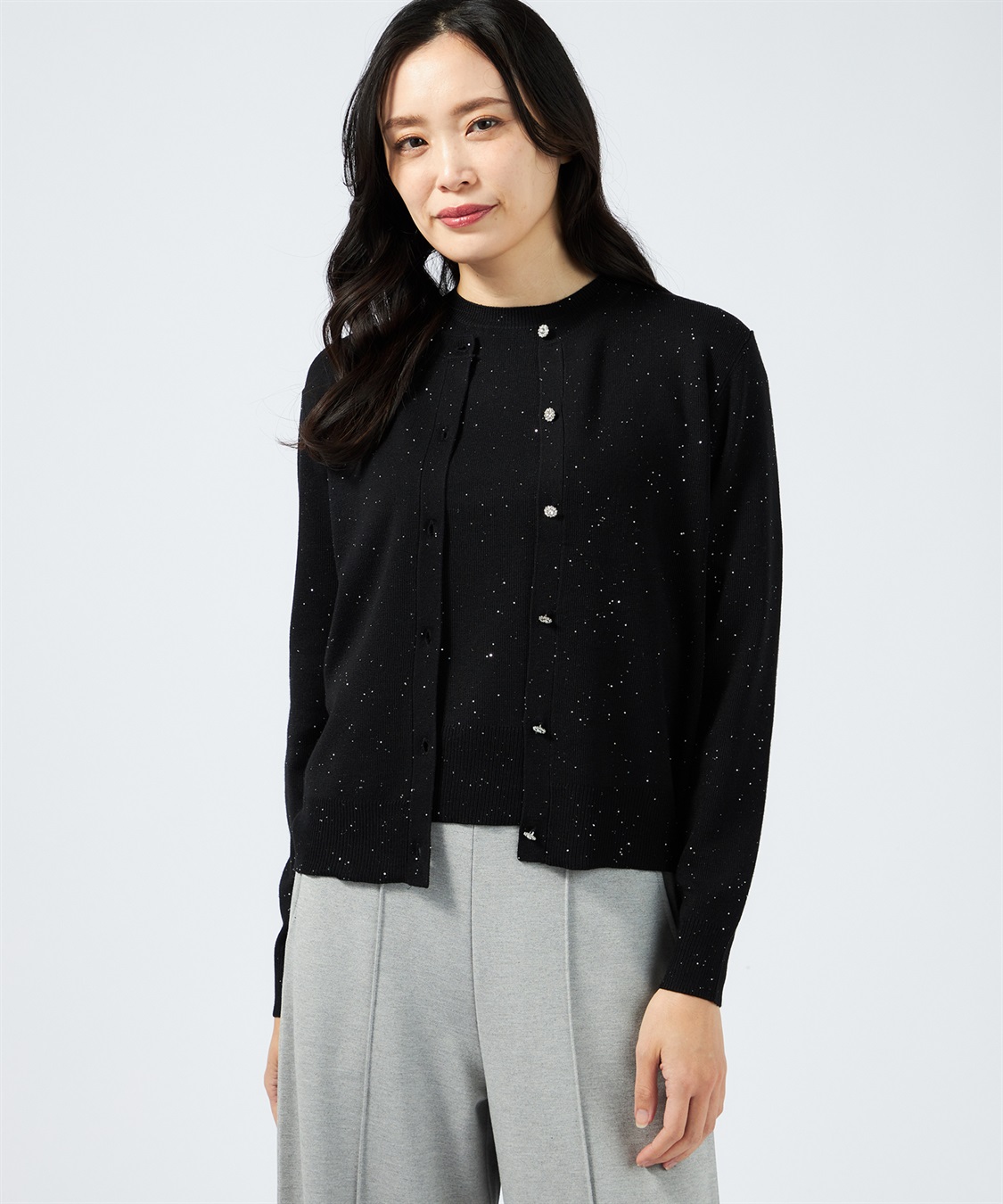 A/C DESIGN BY ALPHA CUBIC スパンコールニットカーディガン_variation_2