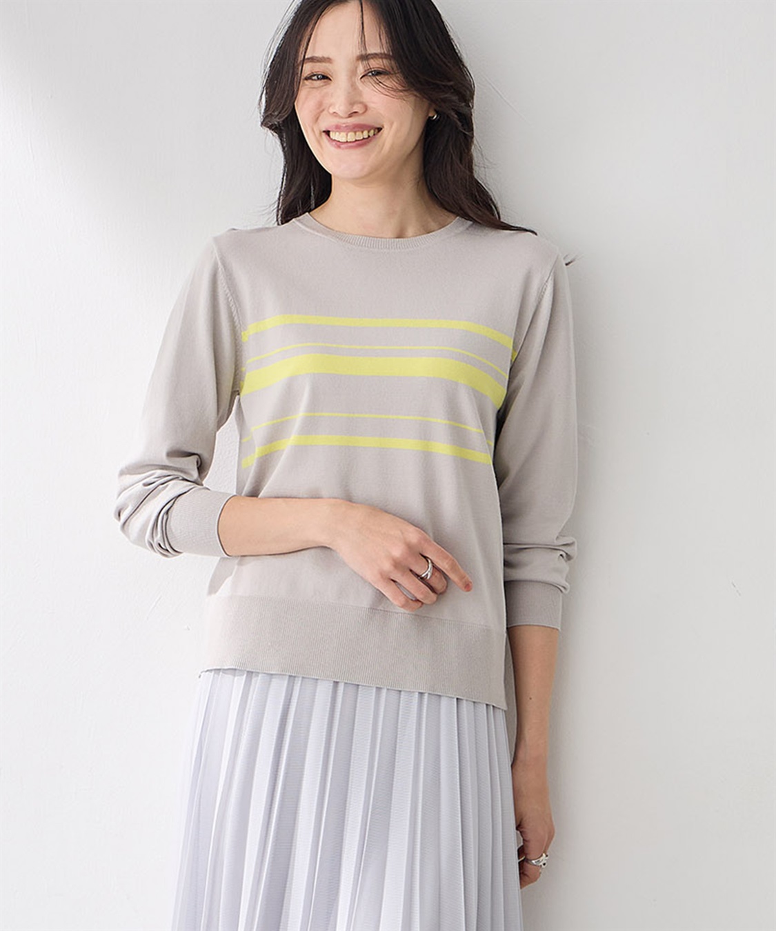 A/C DESIGN BY ALPHA CUBIC ボーダーニットプルオーバー【洗える】_main