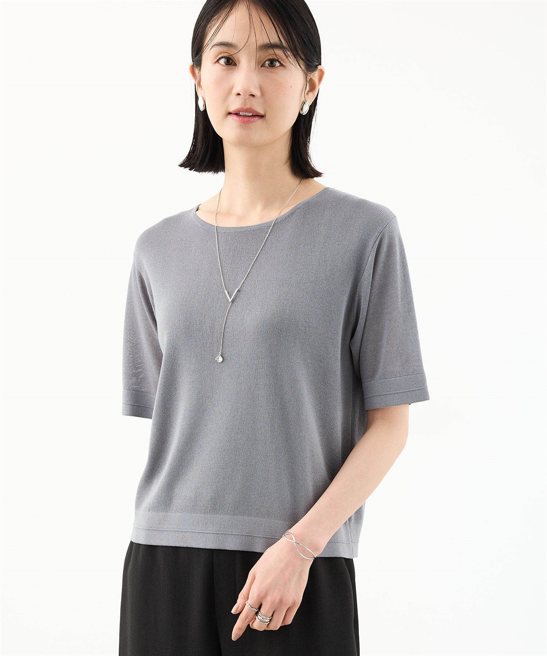 A/C DESIGN BY ALPHA CUBIC ラメサマーニットプルオーバー【洗える】_main