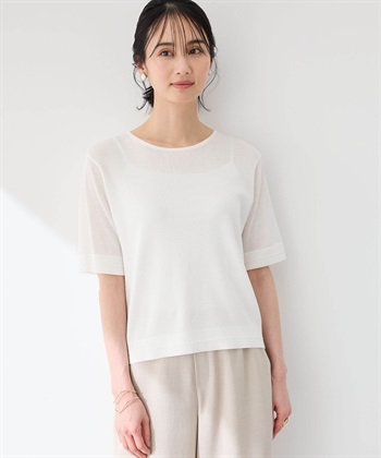 ラメサマーニットプルオーバー【洗える】(オフホワイト-M)