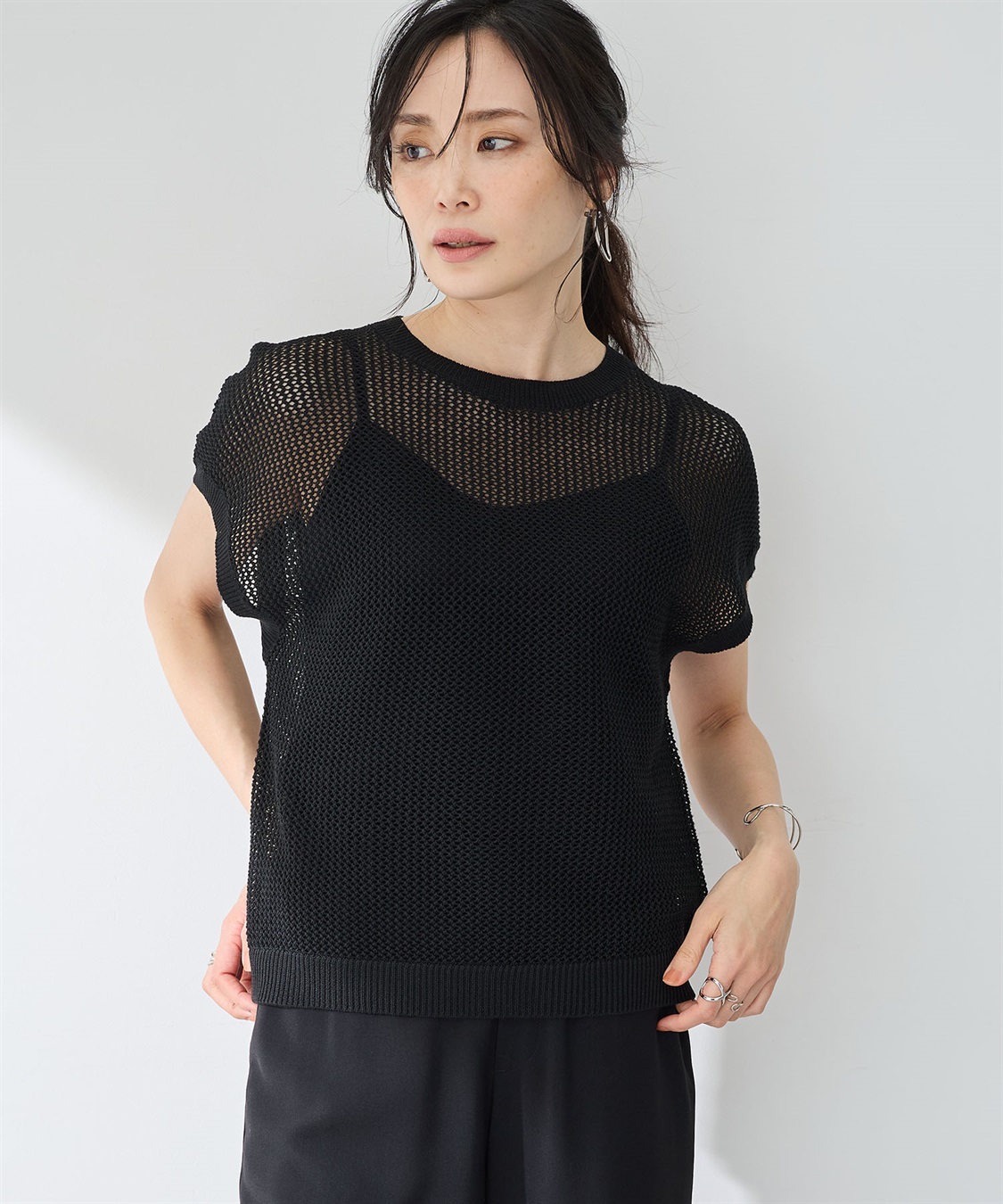 A/C DESIGN BY ALPHA CUBIC メッシュニットプルオーバー【手洗い可能】_variation_1