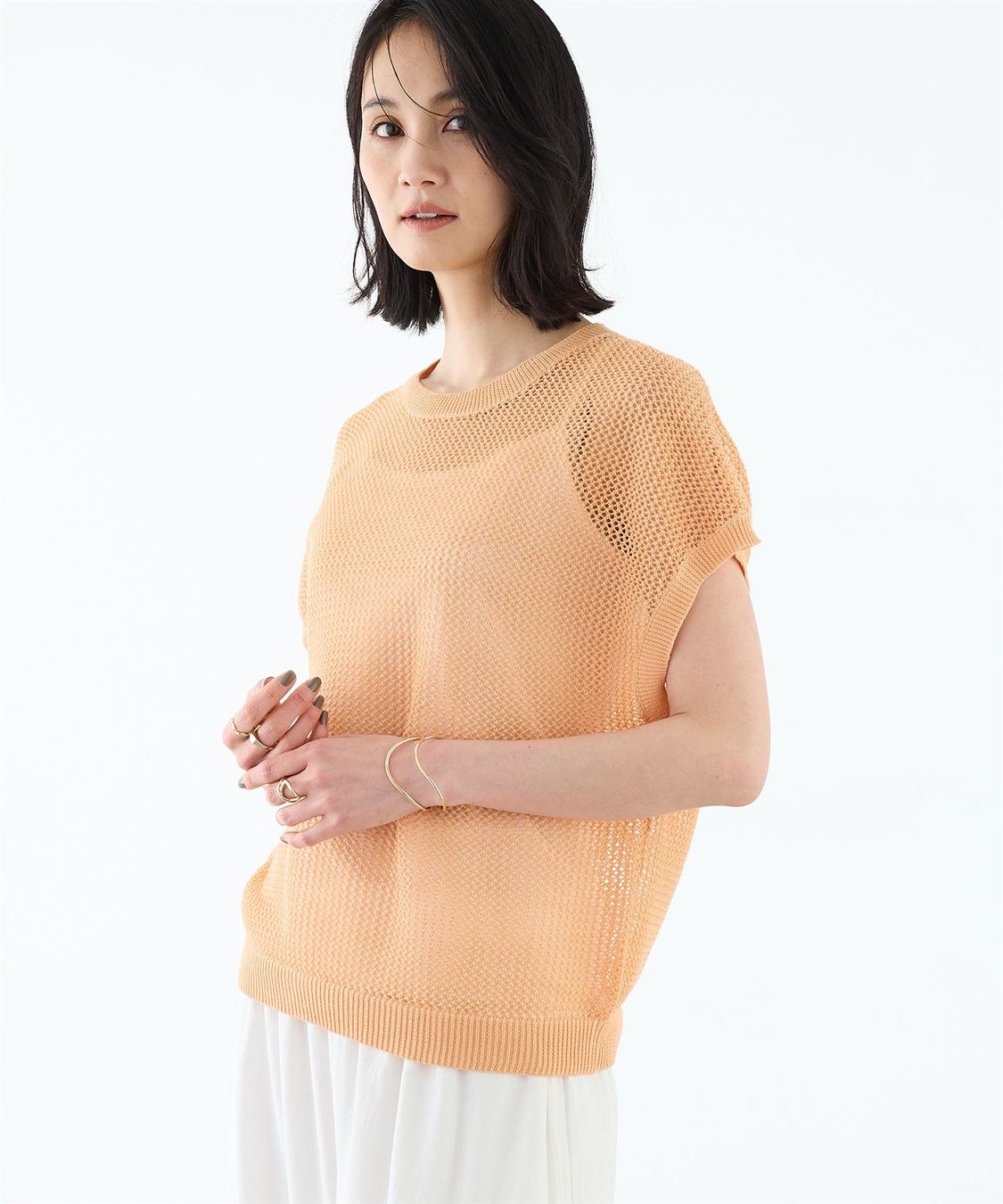 A/C DESIGN BY ALPHA CUBIC メッシュニットプルオーバー【手洗い可能】_variation_3