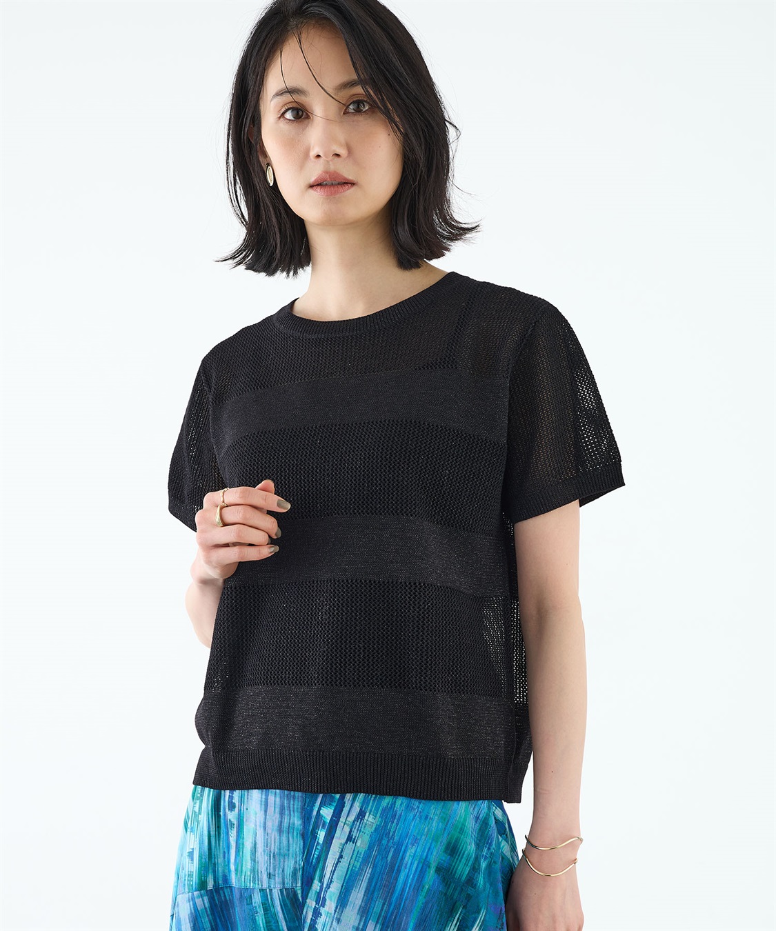 A/C DESIGN BY ALPHA CUBIC メッシュボーダープルオーバー【手洗い可能】_variation_1