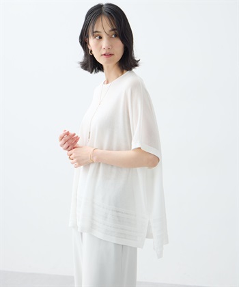 プラージュ　透かし編み　サマーニット　リネンブレンド　麻　オーバーサイズ プラージュ 透かし編み サマーニット リネンブレンド 麻