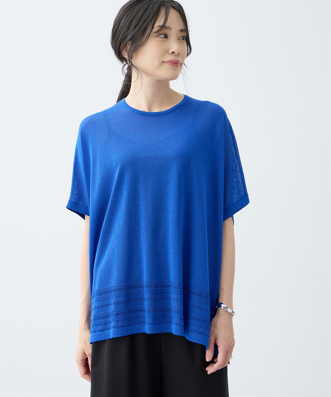 A/C DESIGN BY ALPHA CUBIC 裾透かし編みサマーニットプルオーバー【接触冷感・洗える】_variation_3